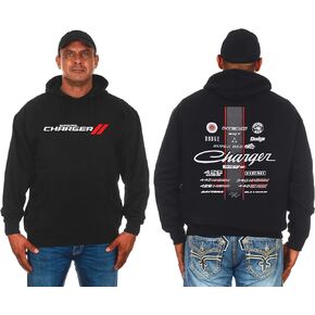 JH DESIGN GROUP Men's Dodge Charger 2-Sided Pullover Hoodie Collage Logos Design