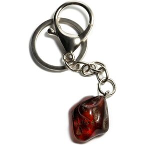 Genuine Baltic Amber Keychain Unisex, Souvenir, Metal Clasp