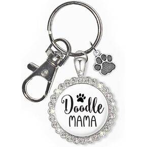 Doodle Mom Keychain Gift for Women, Labradoodle Goldendoodle Aussiedoodle Bernedoodle, Dog Mama Jewelry Keyring Accessories for Wife Girlfriend Mother Sister Friend
