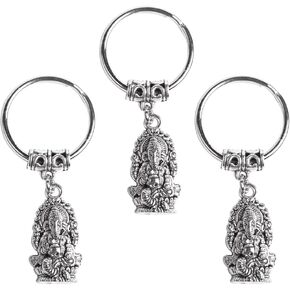 Ximimark 3 pcs Ganesha keychain, sacred elephant, lord of success, Buddha key ring key holder