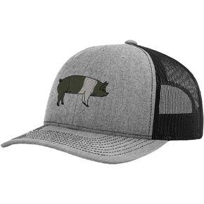 Hampshire Pig Embroidery Design Richardson Structured Front Mesh Back Cap Heather Gray/Black
