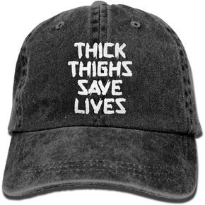 Unisex Thick Thighs Save Lives Vintage Jeans Adjustable Baseball Cap Cotton Denim Dad Hat