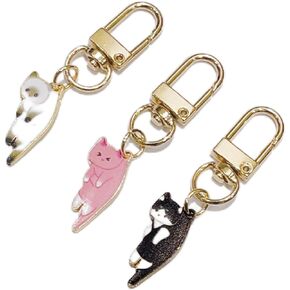 COLORFUL BLING Cute Cat Keychain Funny Cartoon Kitten Keychain Kawaii Cat Keyring for Women Girls Cat Lover