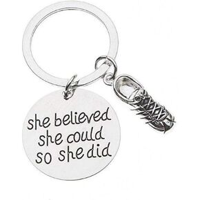 Infinity Collection Runner Keychain, Runner She Believed She Could So She Did Keychain, Runner Gift for Women, Teens and Girls