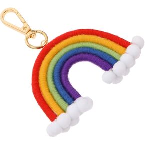 Amosfun Rainbow Keychain Macrame Rainbow Key Ring Bag Charm for Girls Women Handbags Tote Purse Car