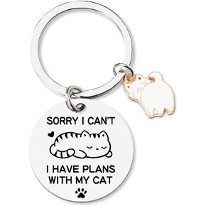 yaozeio Cat Keychain Gift for Women Men Cute Cat Pendant Key Chains Funny Gifts for Cat Pet Lovers Cat Mom Dad Gifts for Women Men I Have Plans With My Cat Keychains Key Ring