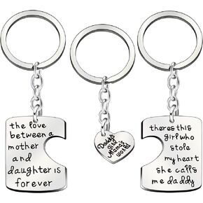 سلسلة مفاتيح عائلية للاب والام بعبارة «I Love You» مناسبة كهدية مجوهرات للابنة والاب والام، 3 قطع in Kuwait