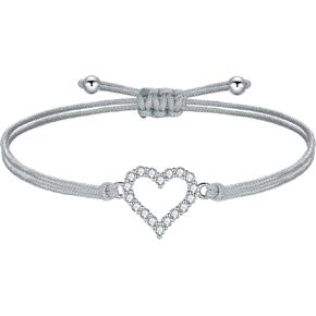 سوار J.Endéar على شكل قلب للفتيات، سوار من الفضة الإسترلينية 925 مع زركونيا رائعة، سوار مصنوع يدويًا من حبل تخريمي، هدية مجوهرات للبنات وحفيدة الأخت in Kuwait