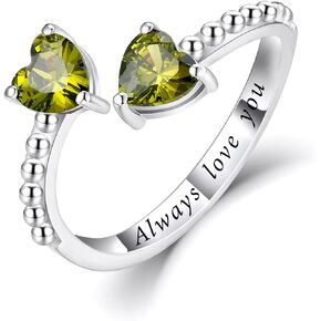 Lexlune Love Heart Rings For Teen Girl, Sterling S925 Silver, Mother Daughter Ring, Promise Ring For Girlfriend, Best Friend Ring,Gift For Teen Girl, Friendship Rings, Birthstone Ring, Always Love You