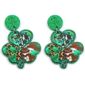 St Patricks Day Earrings Green Shamrock Earrings for Women Acrylic Irish Earrings Green Dangle Drop Earrings St Patricks Day Accessories Gifts