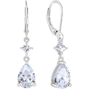 Teardrop Earrings 925 Sterling Silver Gemstone Women Earrings 3A Cubic Zirconia Birthstone Dangle Drop Earrings for Women