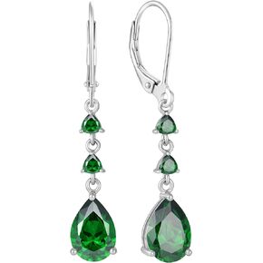 VA JENT Birthstone Drop Earrings 925 Sterling Silver cut 5A Cubic Zirconia Leverback Dangle Earring for Women Birthstone Jewelry Gifts