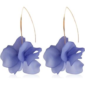 Unique Handmade Bohemian Resin Flower Petal Dangle Earrings Large Long Acrylic Rose Flower Tiered drop Earring Statement Summer Party Exaggerated Floral Tassel Hook Earrings for Women and Girls Elegant Wedding Jewelry Gifts