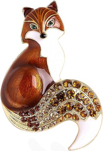 Jana Winkle Rhinestone Enamel Fox Brooches Women Animal Party Brooch Pins in Saudi Arabia