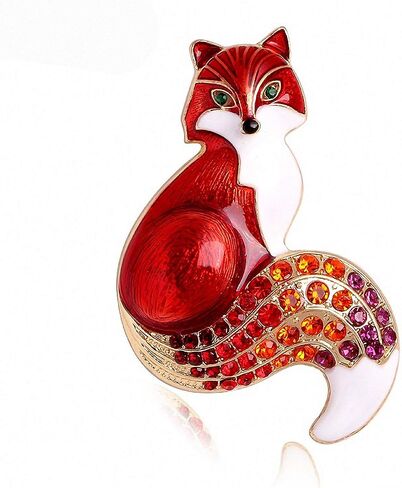 Jana Winkle Rhinestone Enamel Fox Brooches Women Animal Party Brooch Pins in Saudi Arabia