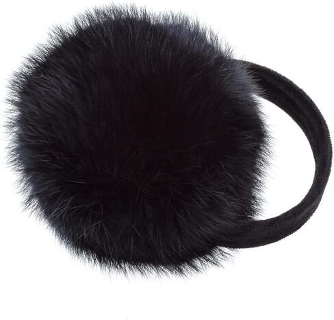 surell Rabbit Fur Women’s Earmuff with Velvet Band - Furry Ear Warmer - Thick Plush Outdoor Headwear for Cold Weather in Saudi Arabia