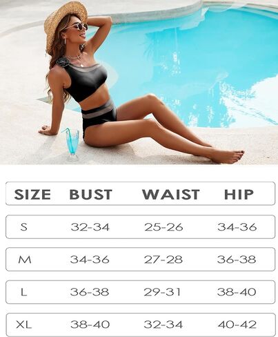 Womens High Waisted Swimsuit Two Piece One Shoulder Bikini Sets Push Up Top Full Coverage Bottoms Bathing Suit for Teen Girls in Saudi Arabia