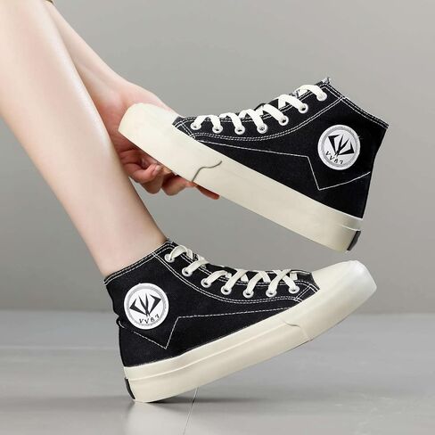 YYSPR Women’s Fashion High Top Canvas Sneakers Lace up Casual Classic Comfort Walking Shoes in Kuwait