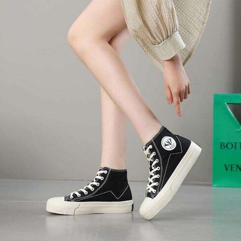 YYSPR Women’s Fashion High Top Canvas Sneakers Lace up Casual Classic Comfort Walking Shoes in Kuwait