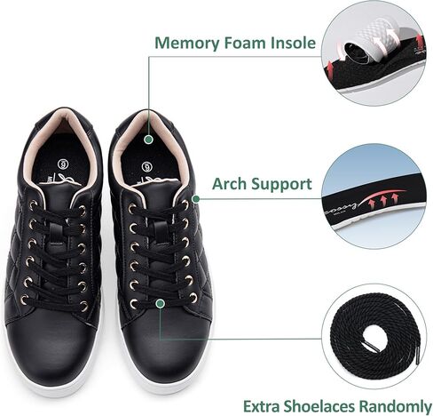 أحذية Jeossy النسائية 8020، أحذية رياضية كاجوال من الجلد النباتي، أحذية مشي عصرية برباط مع إسفنج يحتفظ بالشكل in Kuwait