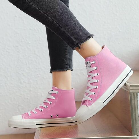 Womens High Top Sneakers for Women Classic Lace Up Cotton Canvas Shoes Womens Casual Canvas Walking Shoes in Saudi Arabia