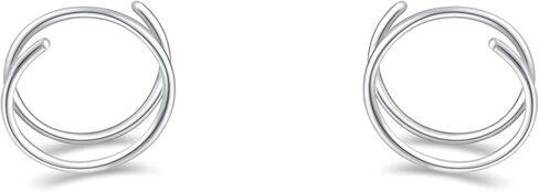 LrioPvy Double Hoop Earrings for Single Piercing,Sterling Silver Spiral Hoop Twist Double Earrings Faux Double Piercing Earrings Tiny Twist Earrings for Women in Saudi Arabia
