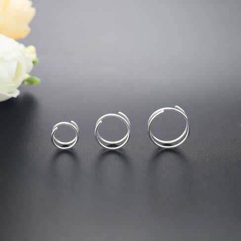 LrioPvy Double Hoop Earrings for Single Piercing,Sterling Silver Spiral Hoop Twist Double Earrings Faux Double Piercing Earrings Tiny Twist Earrings for Women in Saudi Arabia