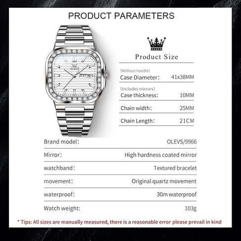 OLEVS Mens Tank Watch Minimalist Diamond Watch Fashion Dress Analog Quartz Mens Watches Rectangular Waterproof Stainless Steel Luminous with Date Watches for Men(Silver/Rose Gold) in Saudi Arabia