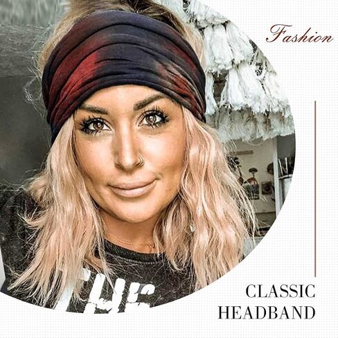 GORTIN 3 Pack Boho Wide Headbands African Turban Head Bands Leopard Stretch Knotted Head Wraps Floral Elastic Yaga Hair Bands Sweatbands Fashion Hair Accessory for Black Women and Girls in Kuwait