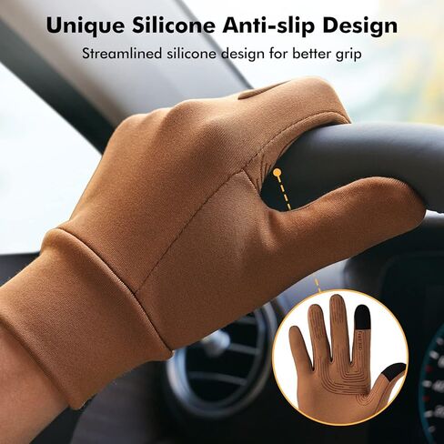 FREETOO Lightweight Running Gloves, Comfy Warm Gloves Liners for Men Women, Thin Winter Touch Screen Anti-Slip Gloves for Driving Cycling ＆ Sporting, Black in Kuwait
