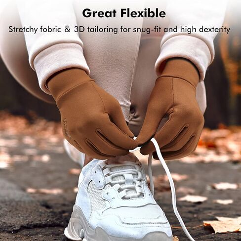 FREETOO Lightweight Running Gloves, Comfy Warm Gloves Liners for Men Women, Thin Winter Touch Screen Anti-Slip Gloves for Driving Cycling ＆ Sporting, Black in Kuwait