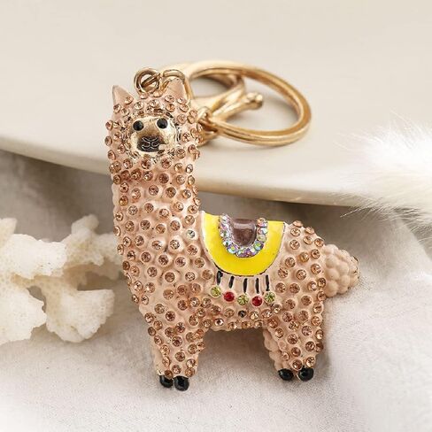 Alpaca Keychain for Women, Cute Llama Key Chain for Girls, Sparkling Alpaca Key Ring, Funny Alpaca Keychains, Punk Alpaca Amulet Keyring, Rhinestone Alpaca Animal Keychain Accessories Gift, No, NO in Saudi Arabia
