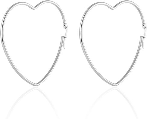 Pair Womens Large Heart Huggie Hinged Hoop Earrings in Saudi Arabia
