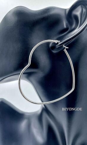 Pair Womens Large Heart Huggie Hinged Hoop Earrings in Saudi Arabia