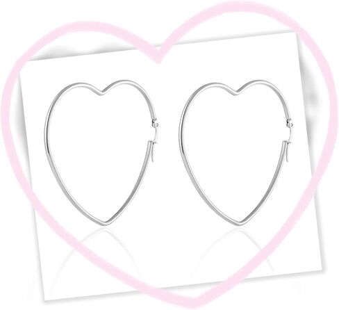 Pair Womens Large Heart Huggie Hinged Hoop Earrings in Saudi Arabia