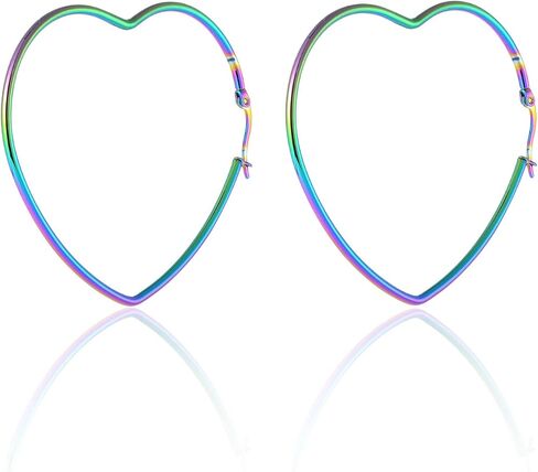 Pair Womens Large Heart Huggie Hinged Hoop Earrings in Saudi Arabia