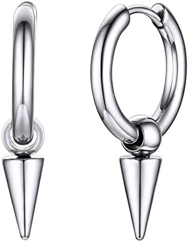 U7 Y2K Jewelry 18K Gold Plated Sterling Silver Huggie Hoops Earrings, Ankh Cross/Lighting Bolt/Feather/Italian Horn/Star of David Dangle Drop Earrings for Women in Saudi Arabia
