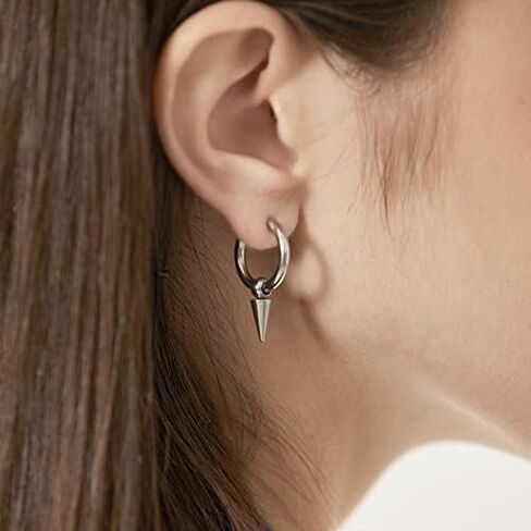 U7 Y2K Jewelry 18K Gold Plated Sterling Silver Huggie Hoops Earrings, Ankh Cross/Lighting Bolt/Feather/Italian Horn/Star of David Dangle Drop Earrings for Women in Saudi Arabia