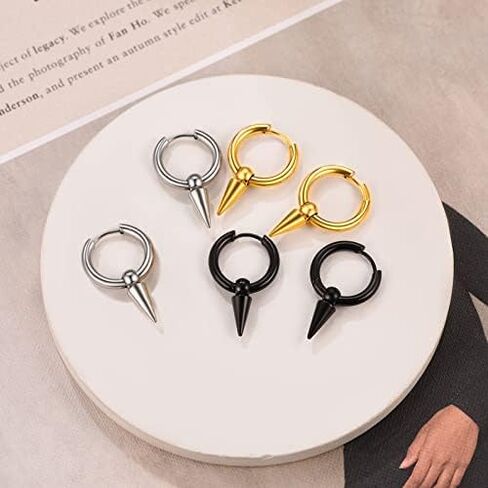 U7 Y2K Jewelry 18K Gold Plated Sterling Silver Huggie Hoops Earrings, Ankh Cross/Lighting Bolt/Feather/Italian Horn/Star of David Dangle Drop Earrings for Women in Saudi Arabia