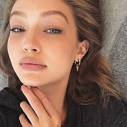 U7 Y2K Jewelry 18K Gold Plated Sterling Silver Huggie Hoops Earrings, Ankh Cross/Lighting Bolt/Feather/Italian Horn/Star of David Dangle Drop Earrings for Women in Saudi Arabia