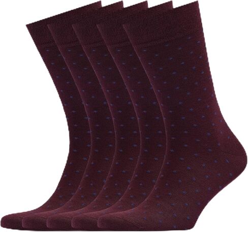VRD SOCKS Mens Dress Socks, Bamboo Socks for Men, 5-Pack - Shoe Size 8-13, Maroon Burgundy - Dotted in Kuwait