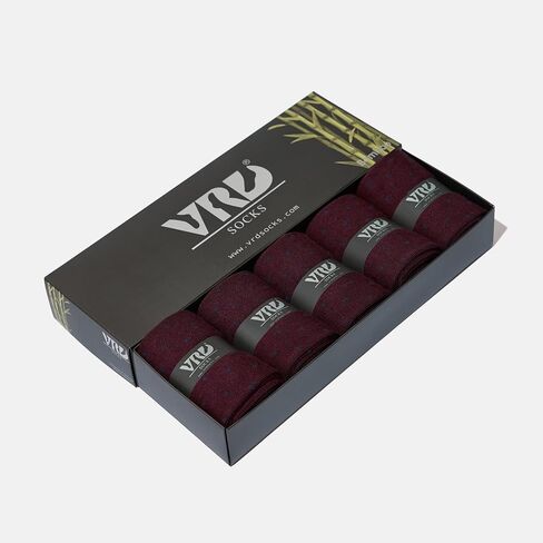 VRD SOCKS Mens Dress Socks, Bamboo Socks for Men, 5-Pack - Shoe Size 8-13, Maroon Burgundy - Dotted in Kuwait