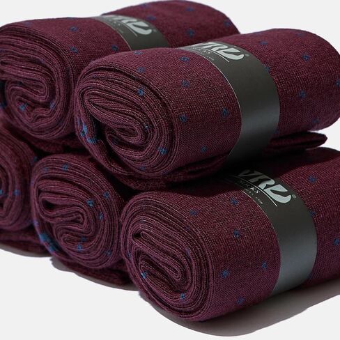 VRD SOCKS Mens Dress Socks, Bamboo Socks for Men, 5-Pack - Shoe Size 8-13, Maroon Burgundy - Dotted in Kuwait