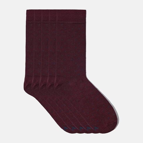 VRD SOCKS Mens Dress Socks, Bamboo Socks for Men, 5-Pack - Shoe Size 8-13, Maroon Burgundy - Dotted in Kuwait