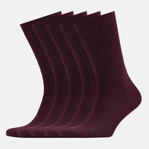 VRD SOCKS Mens Dress Socks, Bamboo Socks for Men, 5-Pack - Shoe Size 8-13, Maroon Burgundy - Dotted in Kuwait