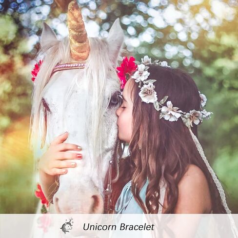 J.Endéar سوار يونيكورن للفتيات، أنت مجوهرات يونيكورن السحرية 925 الفضة الاسترليني مكعب زركونيا ملون مصنوع يدويًا سلسلة حبل هدايا قلب الحب للمراهقات in Kuwait