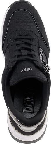 DKNY Women's Kaden-Lace Up Wedg Sneaker, BLK/DK Gun, 7.5 in Saudi Arabia