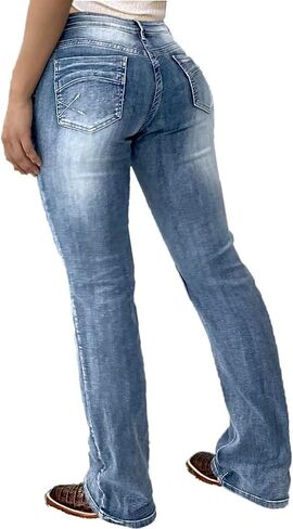 Flamingals Butt Lifting Bootcut Jeans Stretchy Casual Spring Trendy Flare Leg Jeans for Women 2024 Soft Blue XL in Saudi Arabia