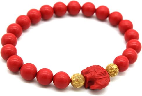 تميمة فنغ شوي الأحمر Pi Xiu Cinnabar سوار الازدهار الأحمر الخرزة مع سحر Pi Yao سوار الخرز الحجري الطبيعي يجذب الثروة والمال والحظ السعيد W4582-8mm in Saudi Arabia