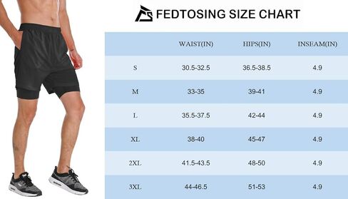 FEDTOSING شورت الجري الرياضي 2 في 1 للرجال سريع الجفاف 5 بوصة للتمرين في صالة الألعاب الرياضية وجيب خلفي بسحاب in Kuwait